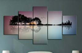 Multi Panel Print Guitar Island Canvas Wall Art Music City Ocean Lake 5 Piece - £21.52 GBP+