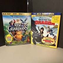How to Train Your Dragon &amp; Rise Of The Guardians Blue Ray + DVD LOT OF 2 - £7.95 GBP
