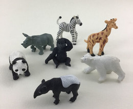 Safari Miniature PVC Animal 7pc Lot Zebra Giraffe Panda Gorilla Rhino Polar Bear - £18.64 GBP