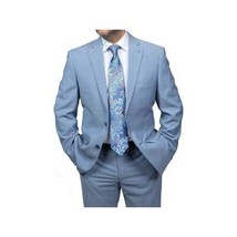 Mens DKNY 100% Wool Two Button Notch Lapel Slim fit Shark Texture 1393 Sky Blue image 3
