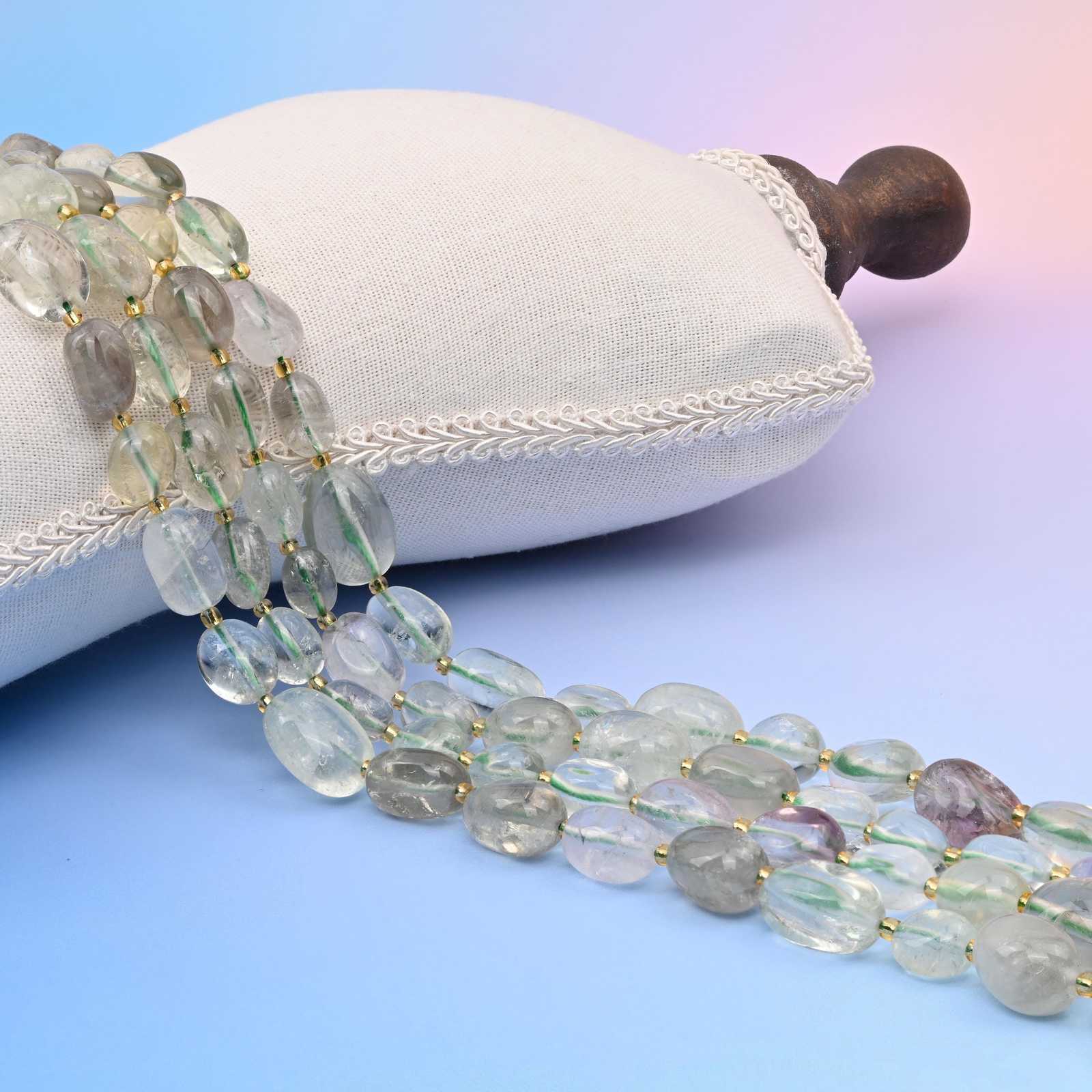 Natural Green Amethyst Oval Gemstone Beads, Size 10-17mm Red Nugget Bead... - $15.00+