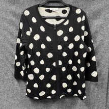 Coldwater Creek Cardigan Wool Sweater Women Large Black White Polka Dot ... - £21.46 GBP