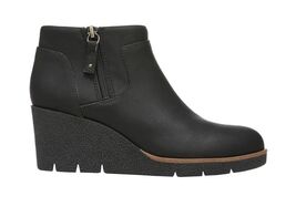 Dr. Scholl&#39;s Womens Boots Black Wedge Cushioned Lightweight Outside Zipper - $64.99