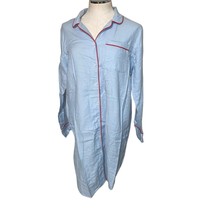 Lands’ End Blue Long Sleeve Button Front Flannel Sleep Night Shirt Size ... - £21.60 GBP