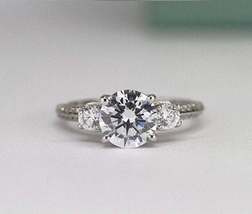 2.89Ct White Round Cut Three Stone Engagement Ring, Wedding Ring Sterling Silver - £69.54 GBP