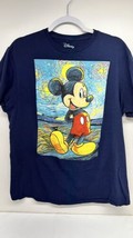 Disney Mickey Mouse Graphic Shirt Mens Size Large Navy Blue Painting Style Art - £9.40 GBP