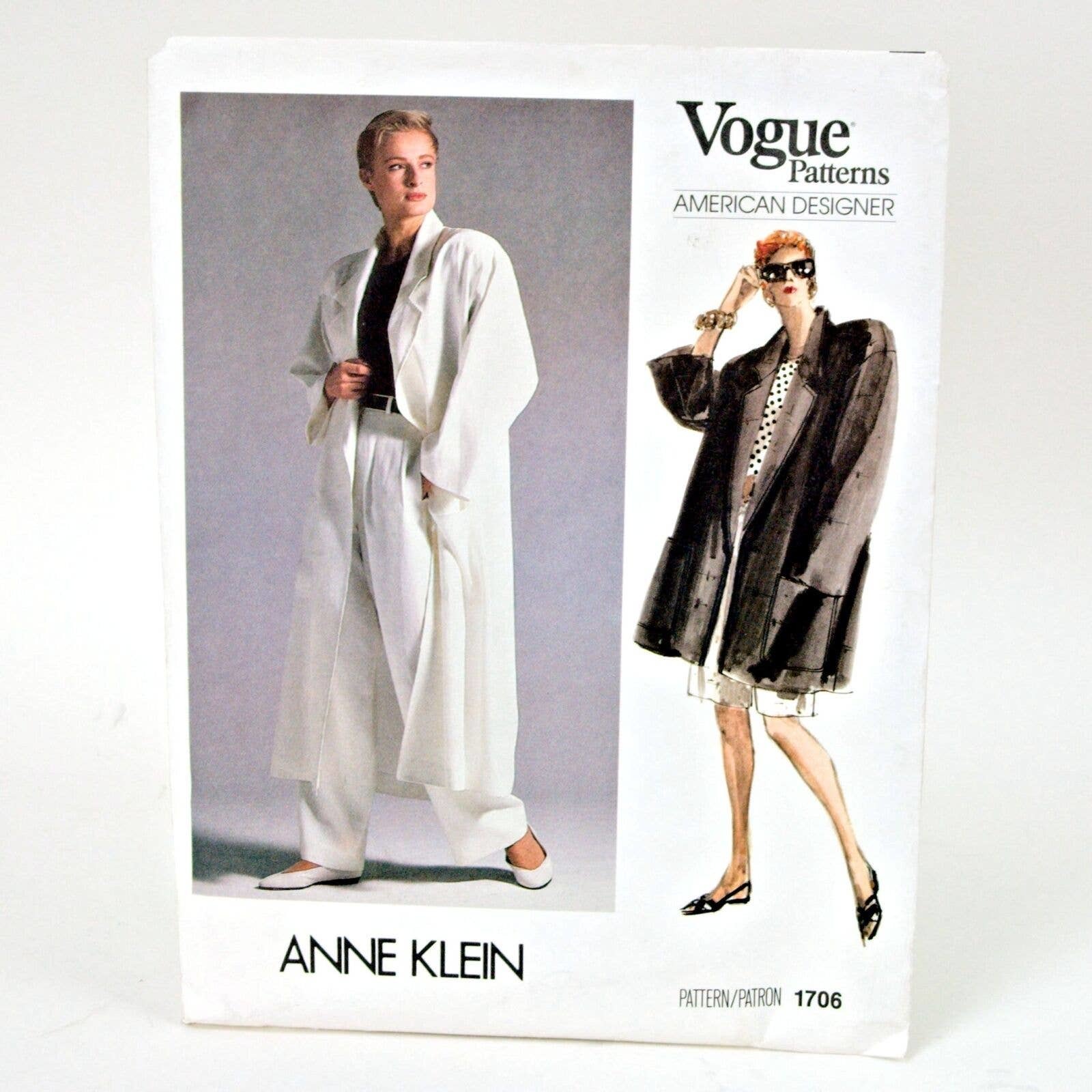 Vogue 1706 Anne Klein Sewing Pattern Coat Shorts Pants Top Uncut Misses Sz 8 - £19.78 GBP
