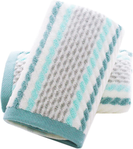 Pidada Hand Towels Set of 2 Striped Pattern 100% Cotton Soft Absorbent Decorativ - £19.93 GBP