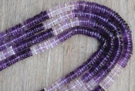 8 inches smooth purple amethyst heishi wheel/tire gemstone discs beads, ... - $27.59