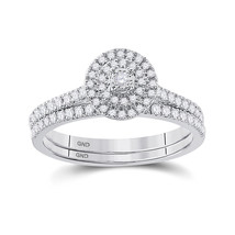 Authenticity Guarantee 
10kt White Gold Round Diamond Bridal Wedding Ring Ban... - £499.10 GBP