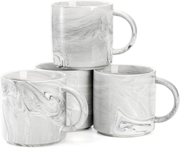 Marble Coffee Mugs 12 Oz Set of 4, Ceramic Coffee Cups with Gift Box, Tea Cups C - £27.43 GBP
