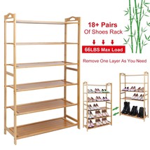 6 Tier Bamboo Shoe Rack Organizer Wood Self Storage Standing Shelf Shoe ... - $79.99