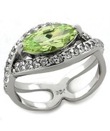 Sterling Silver Rhodium 925 Apple Green CZ Ring AAA Grade - €38,37 EUR