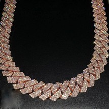 24.Ct Real Moissanita 16mm x 24 Miami Cubano Eslabón Cadena 14K Oro Rosa Chapado - £1,345.04 GBP