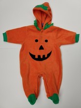 Baby&#39;s Orange Fleece Hooded Pumpkin Costume Footed Pajamas Outfit ~ Size 3/6 - £10.31 GBP