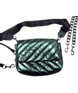 Think Royln Flap Crossbody Bag Diagonal Quilted Green Emerald Convertibl... - $726.29 MXN