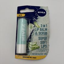 Nivea Caring Scrub Super Soft Lips Lip Balm Aloe Vera + Vitamin E, 0.17 oz - $9.89