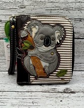 KOALA ZIP AROUND WALLET WRISTLET BROWN STRIPE CHALA WITH ZIPPER PULL - $36.63