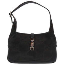 Gucci Jackie Satin Silver Hardware Shoulder Bag Black - £1,917.65 GBP