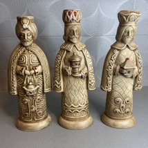 FIGURINES THE THREE KINGS CERAMIC JEWELED VINTAGE CHRISTMAS DECORATIONS MCM - $32.73