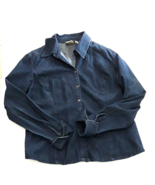 St Johns Bay Womens Denim Button Down Shirt jacket long sleeve Large cotton - $9.46