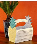 Basket Pineapple Fruit Utensil Storage Wood Decoration Gift Idea Crafting - $43.65