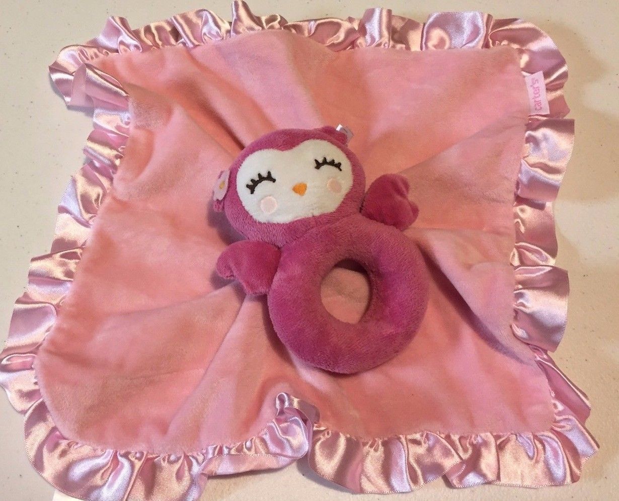 Security Blanket Baby Girl Infant Newborn Lovey Plush Owl Rattle Carters - $13.27