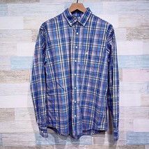 Johnnie O Twill Button Down Shirt Blue Multicolor Plaid Long Sleeve Mens... - £31.18 GBP