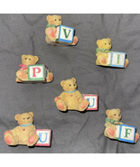Lot of 6 Enesco Teddy Bear 1995 Priscilla Hillman Bear w/Letter Blocks FREE - $22.78 CAD