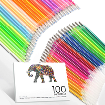 ZSCM 100 Colors Gel Pen Ink Refills, Glitter Neon Gel Ink Pens Refills Replace C - £11.84 GBP