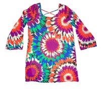Newbury Kustom Top Womens Large Colorful Tie Dye Print Blouse USA Hippie... - $19.99