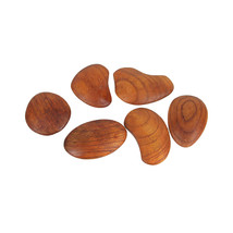 Set of 6 Hand Carved Wooden Decorative River Stones Pebble Natural Decor - £14.00 GBP