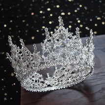 luxury New European Style Bridal Crown Crystal Round tiara Wedding hair Accessor - £26.41 GBP