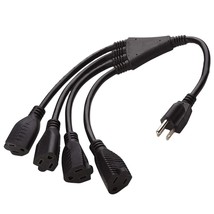 4 Way Power Splitter - 1 To 4 Extension Cord Splitter, 1.5&#39; Short Extension Cord - £21.61 GBP