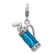 Amore La Vita Silver  Polished 3-D Enameled Golf Bag and Clubs Charm with Fancy - £37.39 GBP