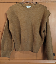 MNG Sweater Womens M Beige Pullover Wool Blend Knit Oversize w/ Shoulder... - £13.14 GBP