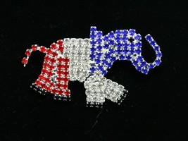 Patriotic Jewelry Rhinestone Republican Elephant Brooch Pin GOP Elephant Brooch - £14.38 GBP