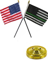 RFCO USA American &amp; Thin Green Line USA 4&quot;x6&quot; Flag Desk Set Table Stick ... - $6.88