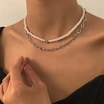 Pearl &amp; Silver-Plated Heart Necklace Set - £11.18 GBP