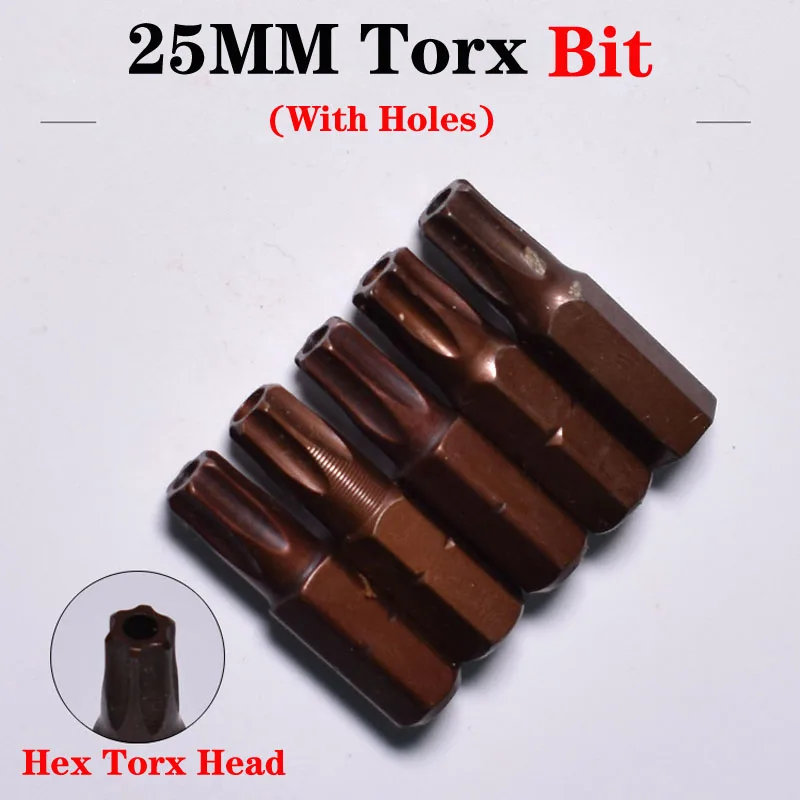 5Pcs/Set 25mm Torx Screwdriver Bit Set S2 Steel 1/4&quot; Hex Shank Magnetic ... - €74,59 EUR