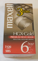 Maxell Video Cassette 3 Pack HGX-Gold Premium High Grade 6 Hour T-120 blank tape - £18.47 GBP