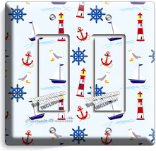 Nautical Anchor Lighthouse Sailboat Double Gfi Light Switch Plate Baby Nursery - £8.91 GBP