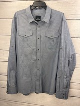 Prana Men&#39;s Ascension Button Up Long Sleeve Casual Shirt Pockets Gray Size XL - £18.34 GBP