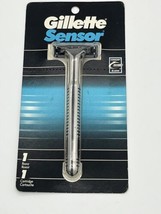 Gillette Sensor Handle Razor Shaver Blades 1 Refill Cartridge Silver NOS... - $116.88