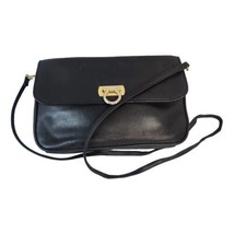 Vintage Jennifer Moore Black Leather Clutch Bag Purse Latch Closure w St... - £17.05 GBP