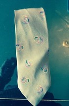 David Lawrence 100% Silk Olive Green Tie W Geometric Print Made In Italy - $488.28 MXN