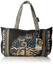 Laurel Burch Medium Tote Zipper Top 15.5&quot;X4.5&quot;X10&quot;-Spotted Cats - £25.73 GBP