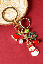 Gold Christmas Santa Claus &amp; Snowflake Charm Keychain - $77.80 MXN