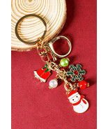 Gold Christmas Santa Claus &amp; Snowflake Charm Keychain - $76.10 MXN