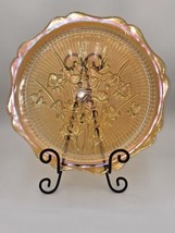 Jeanette Glass Iris &amp; Herringbone Carnival Glass Plate - $52.89